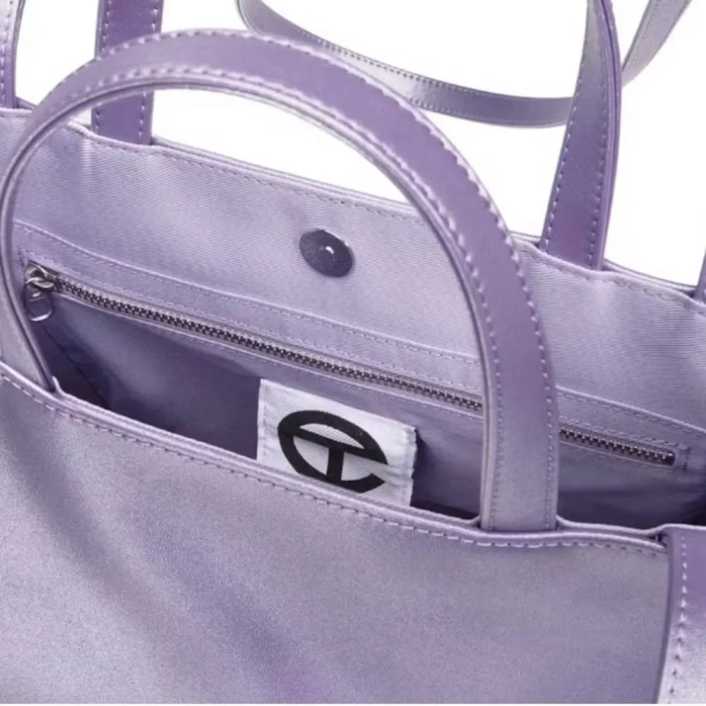 Telfar Medium Shopping Bag Metallic Lavender Kush Purple NWT with Dustbag